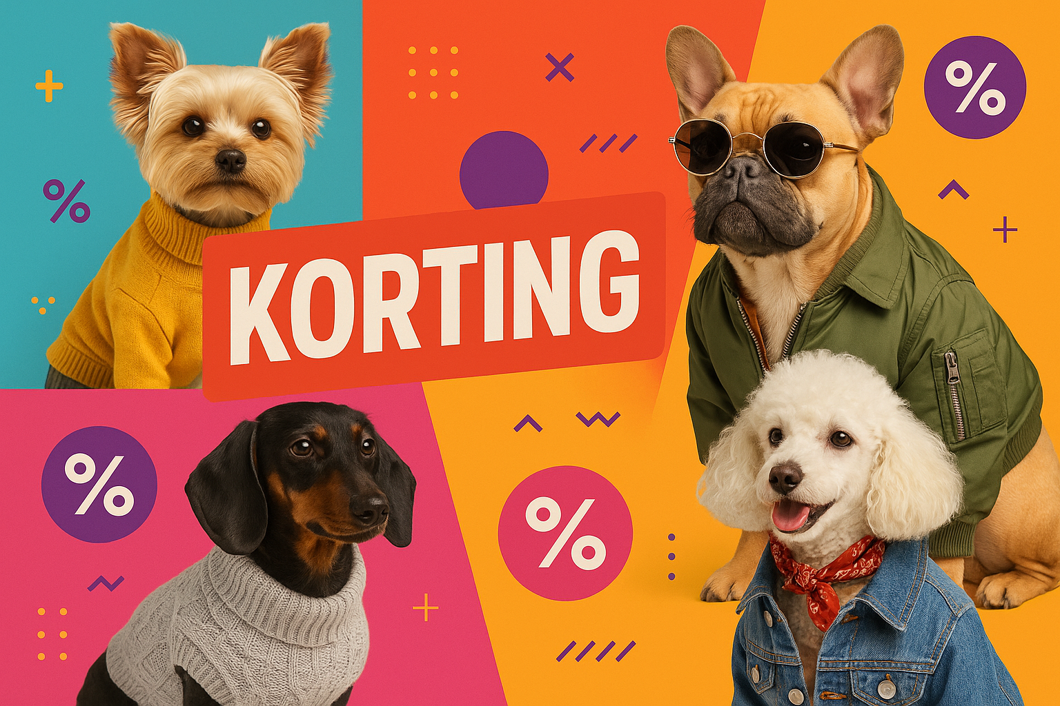 Complete hondenset met bijpassende lijn, tuig en zakjeshouder